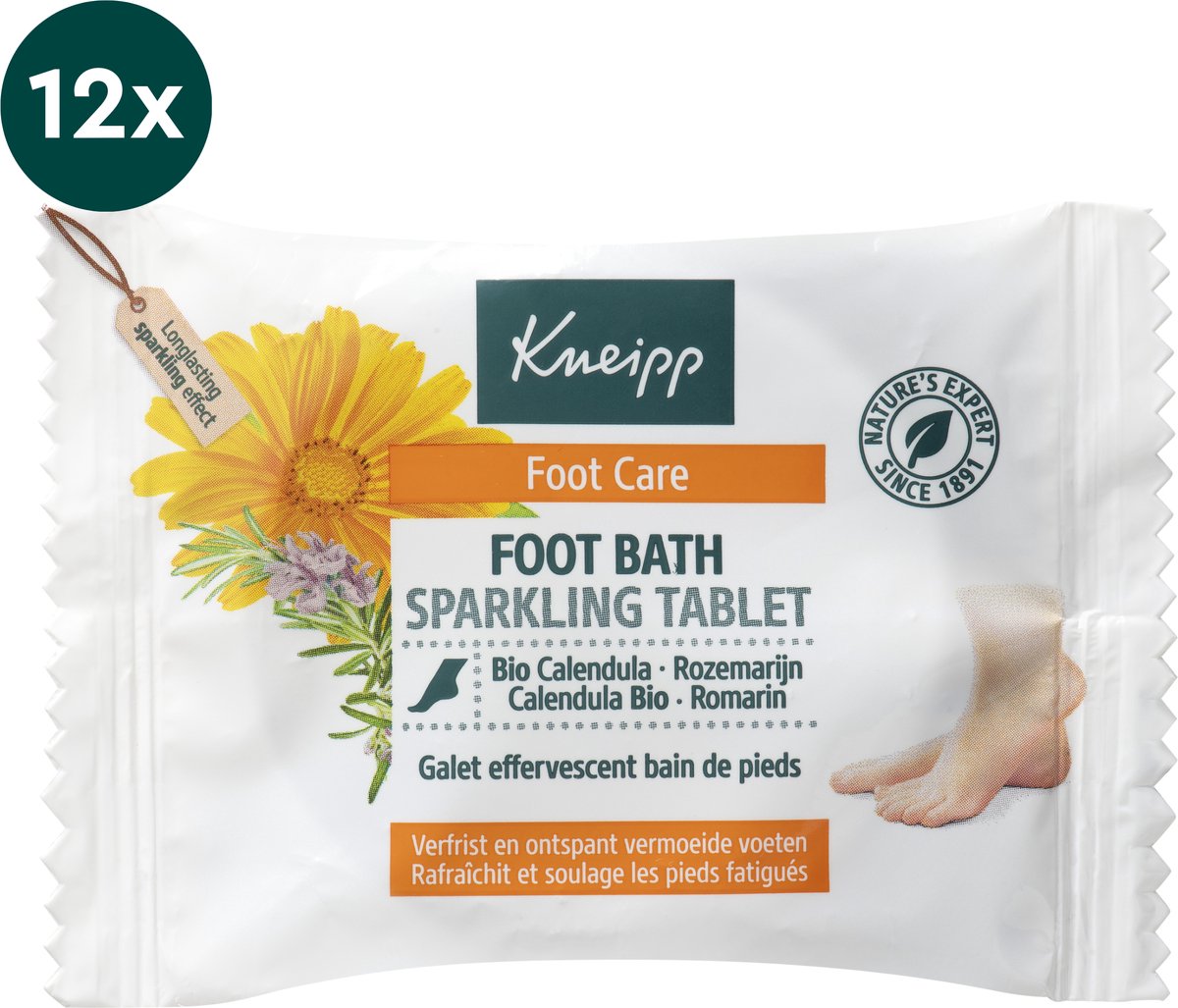 Goedkoopste Kneipp Voetbadbruistablet Calendula - Voor een verfrissend en ontspannend voetbad - 12 x 80 gr - Voordeelverpakking - Grootverpakking