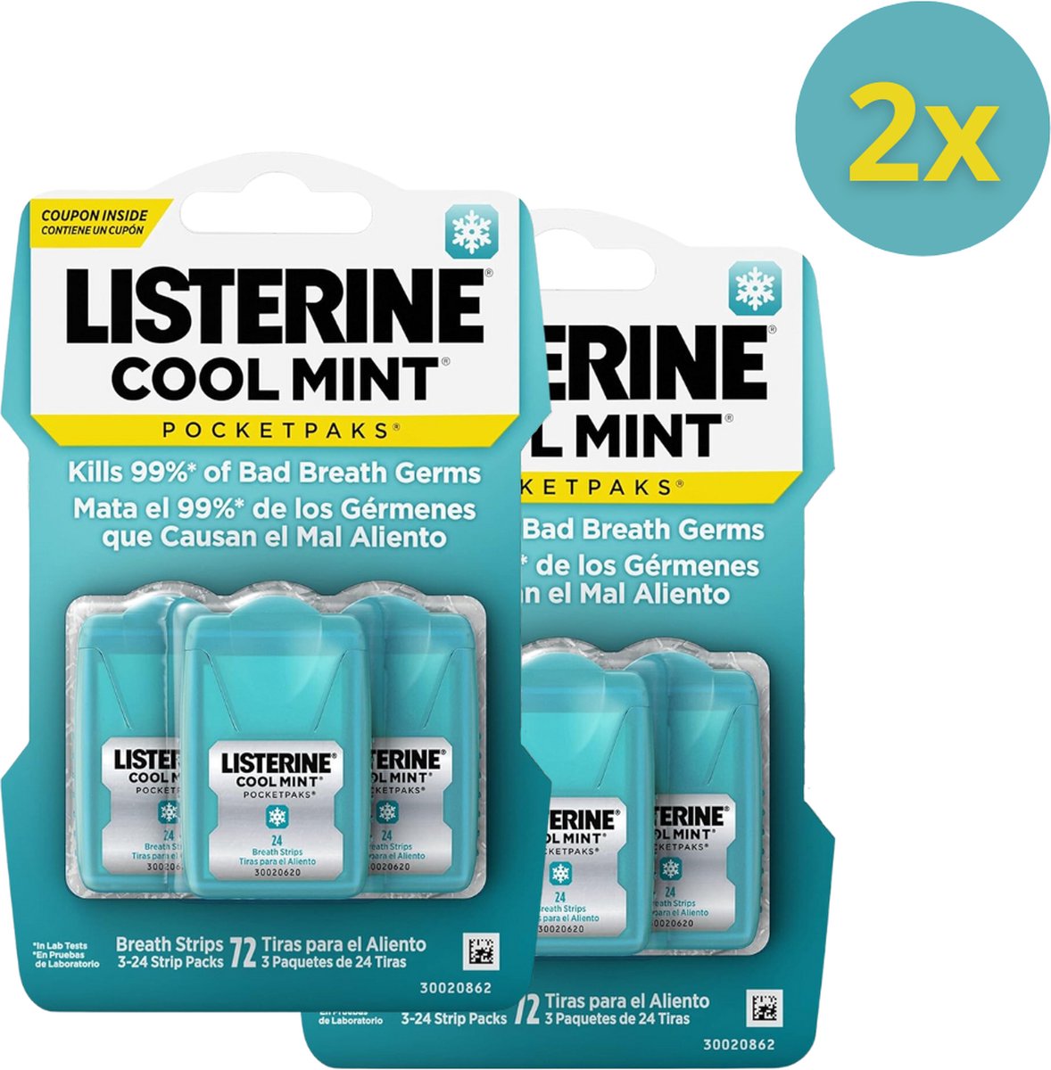 Goedkoopste Listerine CoolMint Pocket Paks - Strips Tegen Slechte Adem - Geen Mondwater Nodig - Total Care- 6 Stuks