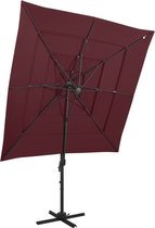 The Living Store Parasol 250x250x246 cm - Bordeauxrood - UV-beschermend polyester - gepoedercoat aluminium - inklapbaar en draagbaar