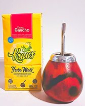 Yerba Mate Set - Met Originele kalebas + 500Gram Kraus Organica + Bombilla