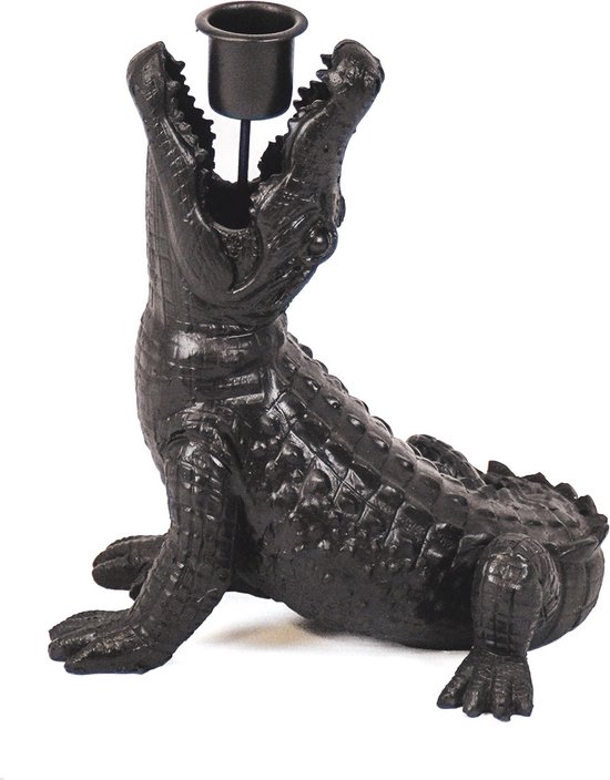 Housevitamin - Kandelaar Krokodil - Alligator Candle Holder Black - 15 x 18 x 12 cm