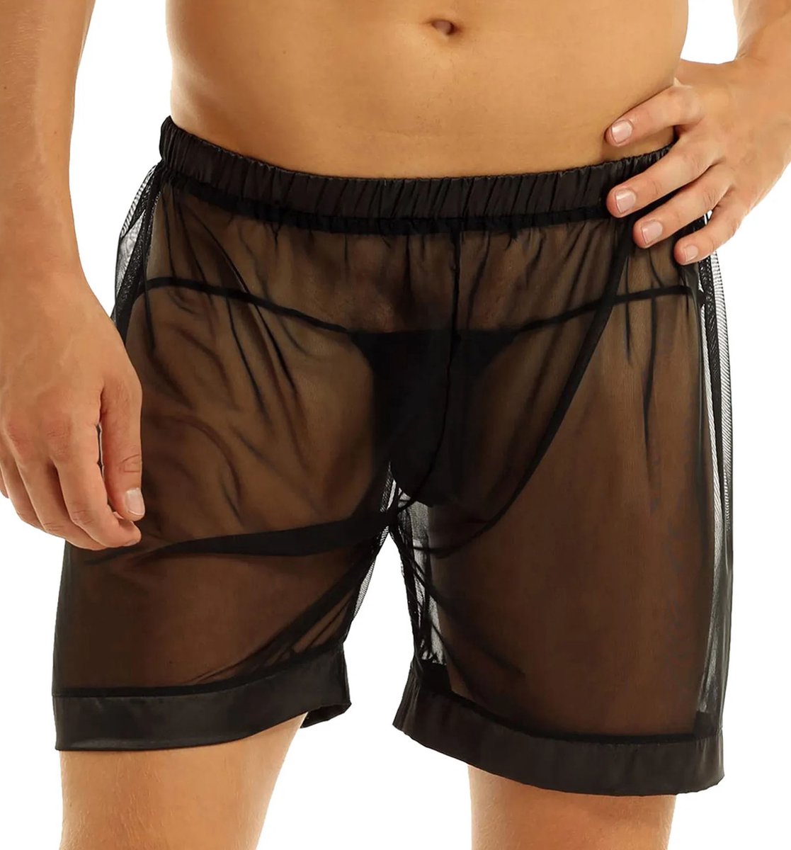 Goedkoopste Zwarte doorschijnende boxershort - Heren ondergoed - Transparant - Erotische onderbroek mannen - Goede kwaliteit - BDSM - Rollenspel