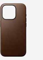 Nomad Modern Leather Case - Hoesje voor iPhone 15 Pro - Nomad leder - Geschikt voor MagSafe en draadloos opladen - Bruin
