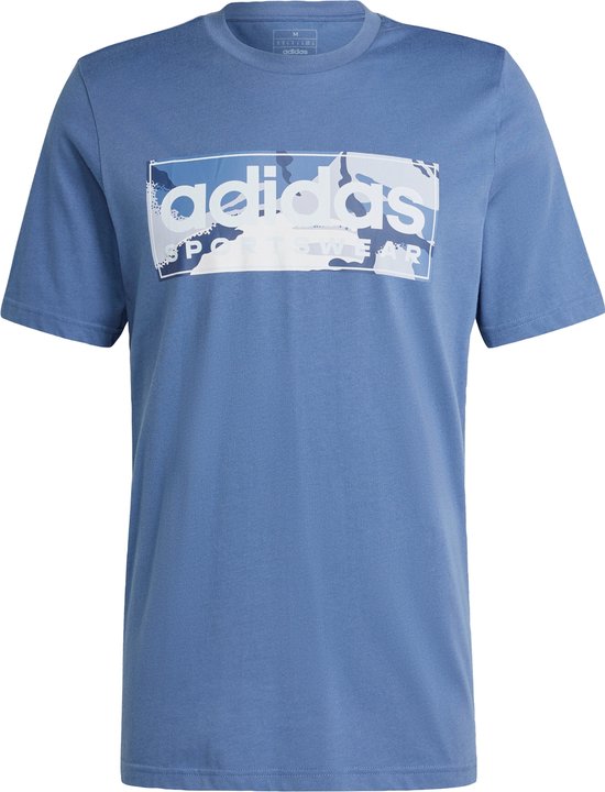 adidas Sportswear Camo Linear Graphic T-shirt - Heren - Blauw- XL