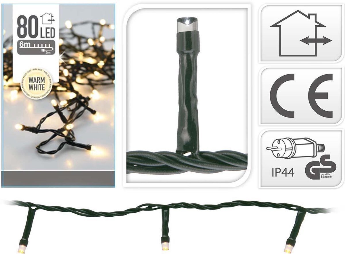 KerstXL Kerstboomverlichting - 80 LED lampjes - 6 m - voor bomen tot 100 cm - Warm wit licht – foto 6