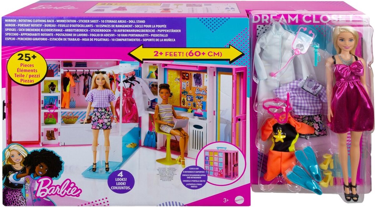 Barbie garde-robe ultime avec accessoires rose - Maison de poupée - Achat &  prix