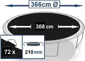 Tapis de saut Trampoline Rond diamètre 360 ​​-370 cm - 72 Bagues pour ressorts 21 cm
