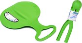 Groene Pannenkoekslee met gratis sneeuwbalmaker - Slee - Glijmat - Winterspeelgoed - Sneeuwballen - ijspret - Sneeuwspeelgoed