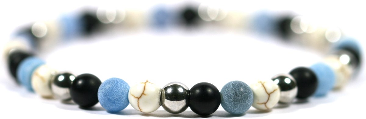 IbizaMen - Howliet, mat Onyx en chrushed Agaat - 6mm - 19cm