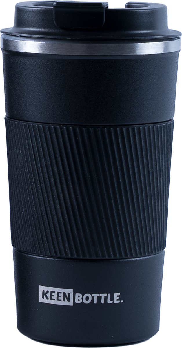 Keenbottle - Thermosbeker - 510ml - Herbruikbaar en Dubbelwandig - Zwart