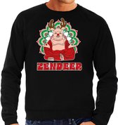 Bellatio Decorations foute Kersttrui/sweater voor heren - zendeer buddha - zwart - rendier - boeddha L