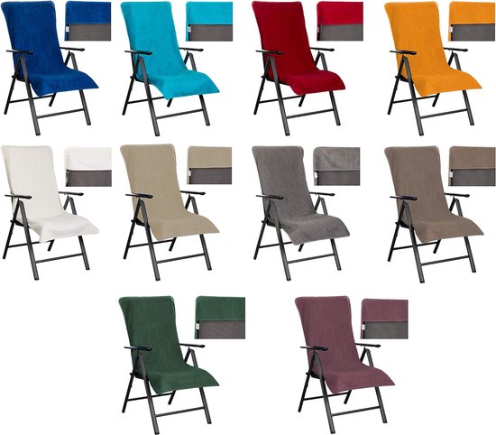 Terrycloth hoes voor tuinstoel, ligstoel en strandstoel - gemaakt van 100% katoen - verschillende kleuren.