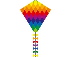 Kindervlieger HQ Eddy 50 Rainbow Patchwork 102106 Regenboog 45 x 50 cm + 250 cm staart