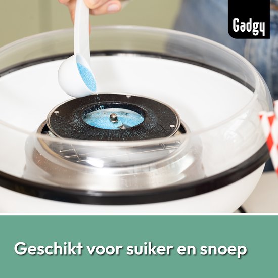 Gadgy Suikerspinmachine Retro Blauw - Met 10 Stokjes en Maatlepel - Suikerspinmakers - Snoep - Kinderfeestje — afbeelding 5