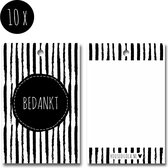 10x Label / Kaartje van karton / Cadeaulabels | BEDANKT | 85 x 55 mm | zwart-wit