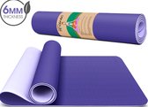 Dralegend Antislip Yogamat - Donkerpaars - Gemaakt van TPE met extra dik (6mm) - leaf prints - Sportmat Fitness Mat Duurzaam - Hypoallergene yogamat - 183 cm x 66 cm x 0,6 cm