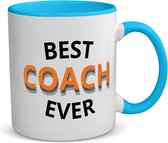 Akyol - best coach ever koffiemok - theemok - blauw - Coach - een coach - sport - verjaardagscadeau - klein cadeautje - kado - gift - 350 ML inhoud