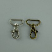 2x musketonhaak - brons en zilver/nikkel - 2 musketonhaken - karabijn musketon haken - tassluiting - sleutelhanger