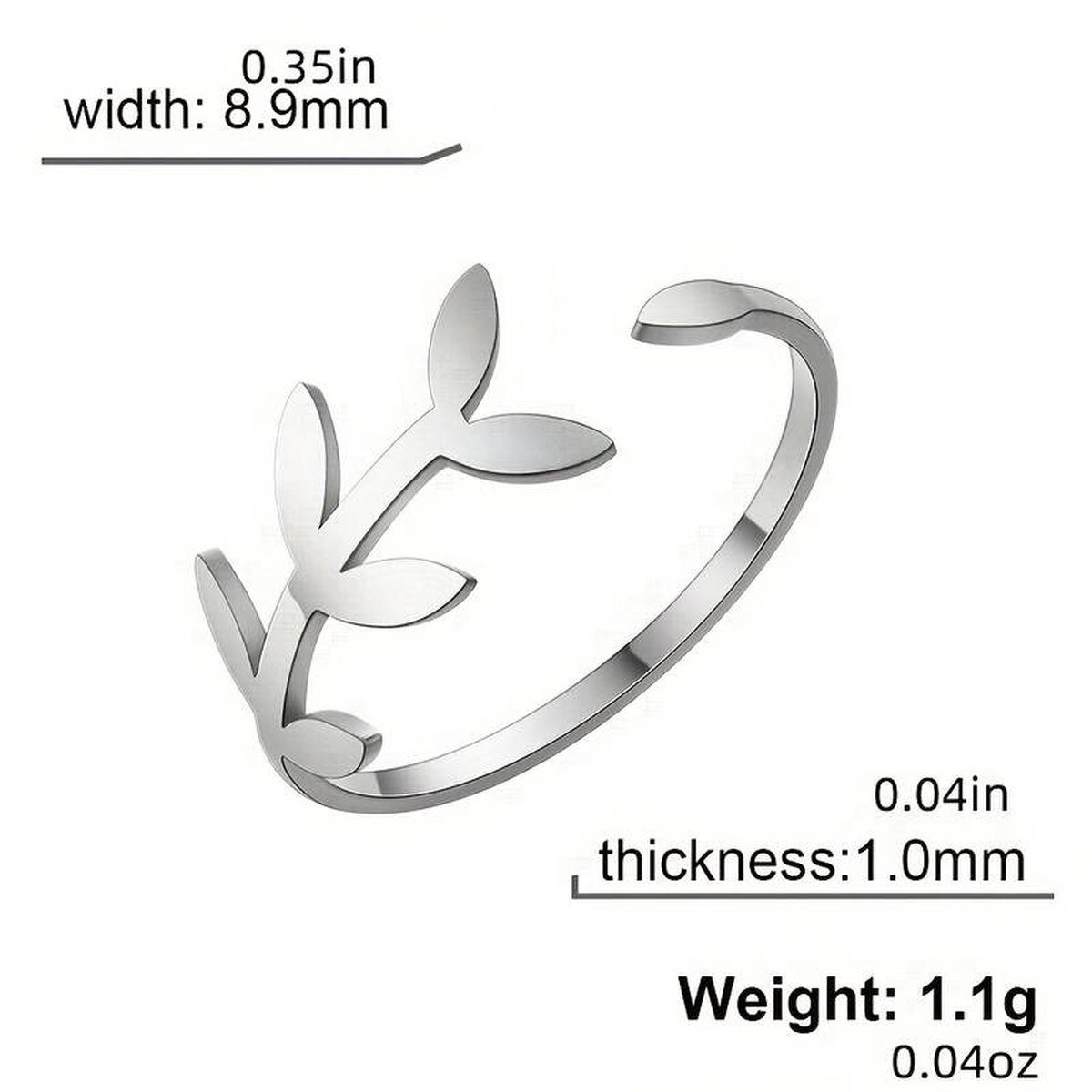 Silver Plated Minimalistic Olive Branch Ring