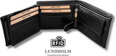 Lundholm Portemonnee heren luxe leer RFID anti-skim in geschenkdoos cadeau - Reykjavik serie compact formaat portefeuille heren leer - mannen cadeautjes Billfold Zwart