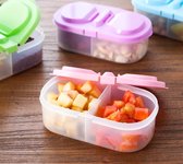 Repus - Set van 2 - Snacks voedselbakje to go - Bewaarbakjes - Voedsel Container - 2 vakken - Reizen - Roze