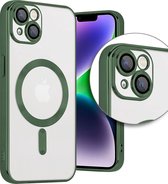 iPhone 14 Transparant MagSafe Magnetische Telefoon Hoesje - Achterkant Doorzichtig case met Camerabescherming - Groen
