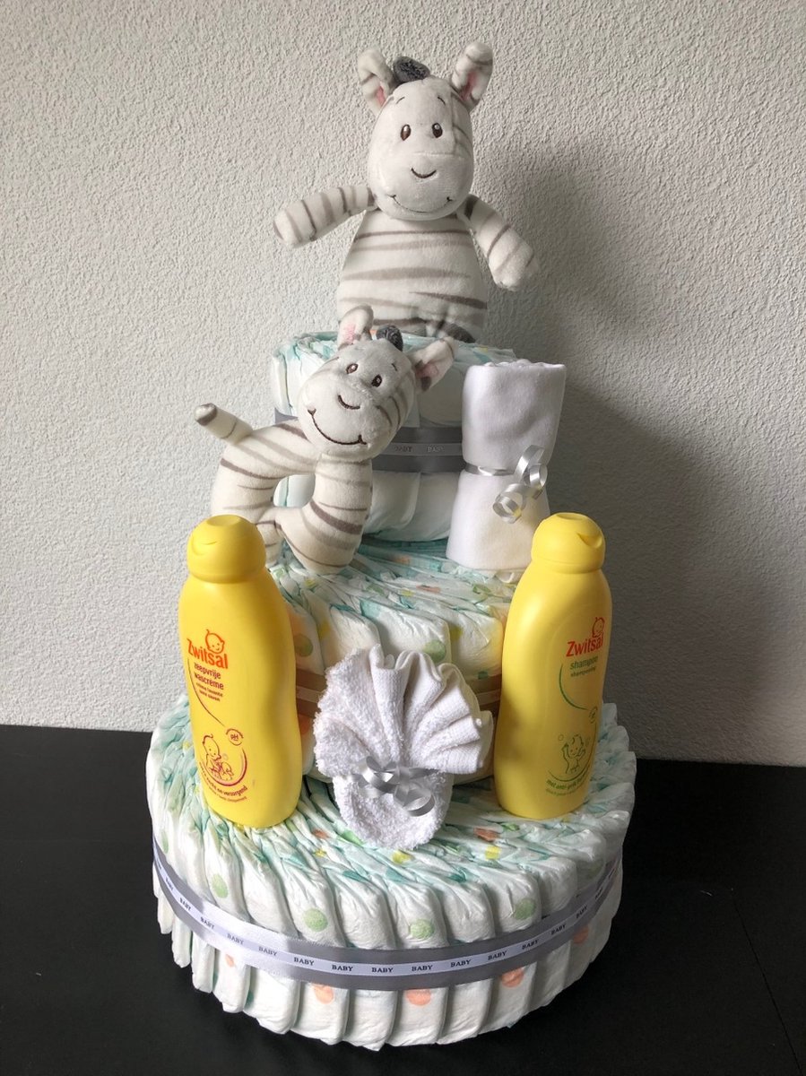 Image of 3-Laags Neutrale Luiertaart Zebra