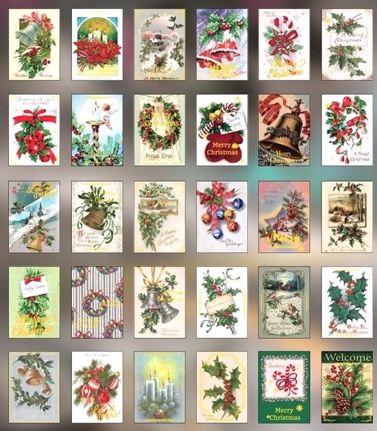 Foto: Stickerboekje kerst vintage christmas plants kerststickers