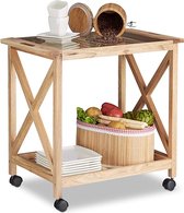 Bol.com Keukenwagen landhuis stabiele serveerwagen / Drankentrolley op Wielen - Opbergwagen \kitchen trolley 8 x 66.5 x 63 cm aanbieding