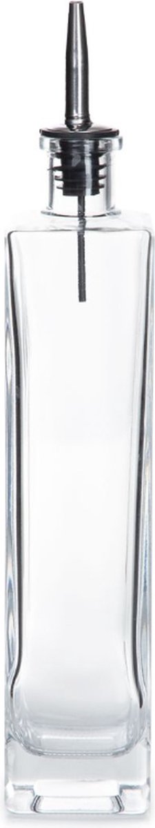 Homla flesregel oliefles met trechter mooi glas organisatie van huis en keuken robuust dik glas comfortabele vorm voor eenvoudig gebruik 550 ml vierkant