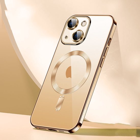 Sulada Soft case TPU en shockproof en lensbeschermer met magnetische ring voor de iPhone 15 goud