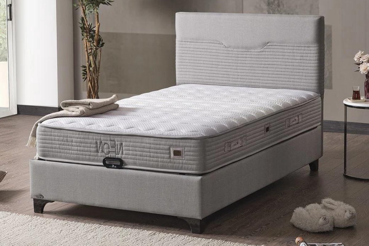 Complete boxspring met opbergruimte Neo - Licht grijs - 160x200cm