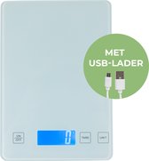 Bol.com Nimma Keukenweegschaal - Digitaal - USB Oplaadbaar - 1gr tot 5kg - Wit aanbieding