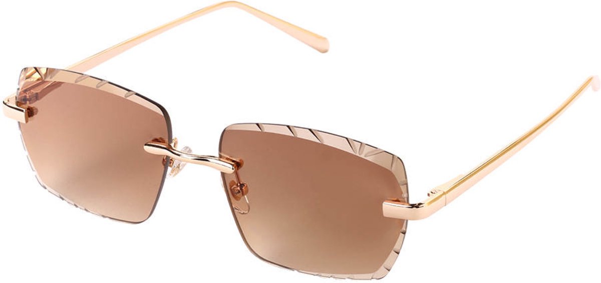 VIP DESIGNER Luxury Diamond Cut Brown Gold 9K - Zonnebril Heren En Dames Sunglasses UV Protected - Bril - Lenzen