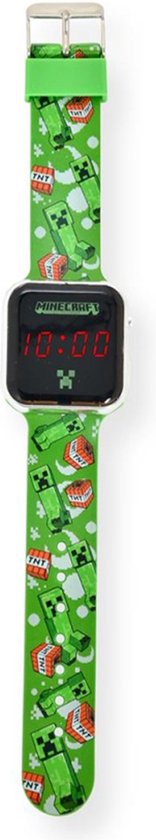 LED Watch Minecraft - Kinderhorloge Met LED Display Voor Datum en Tijd - Groen - Accutime