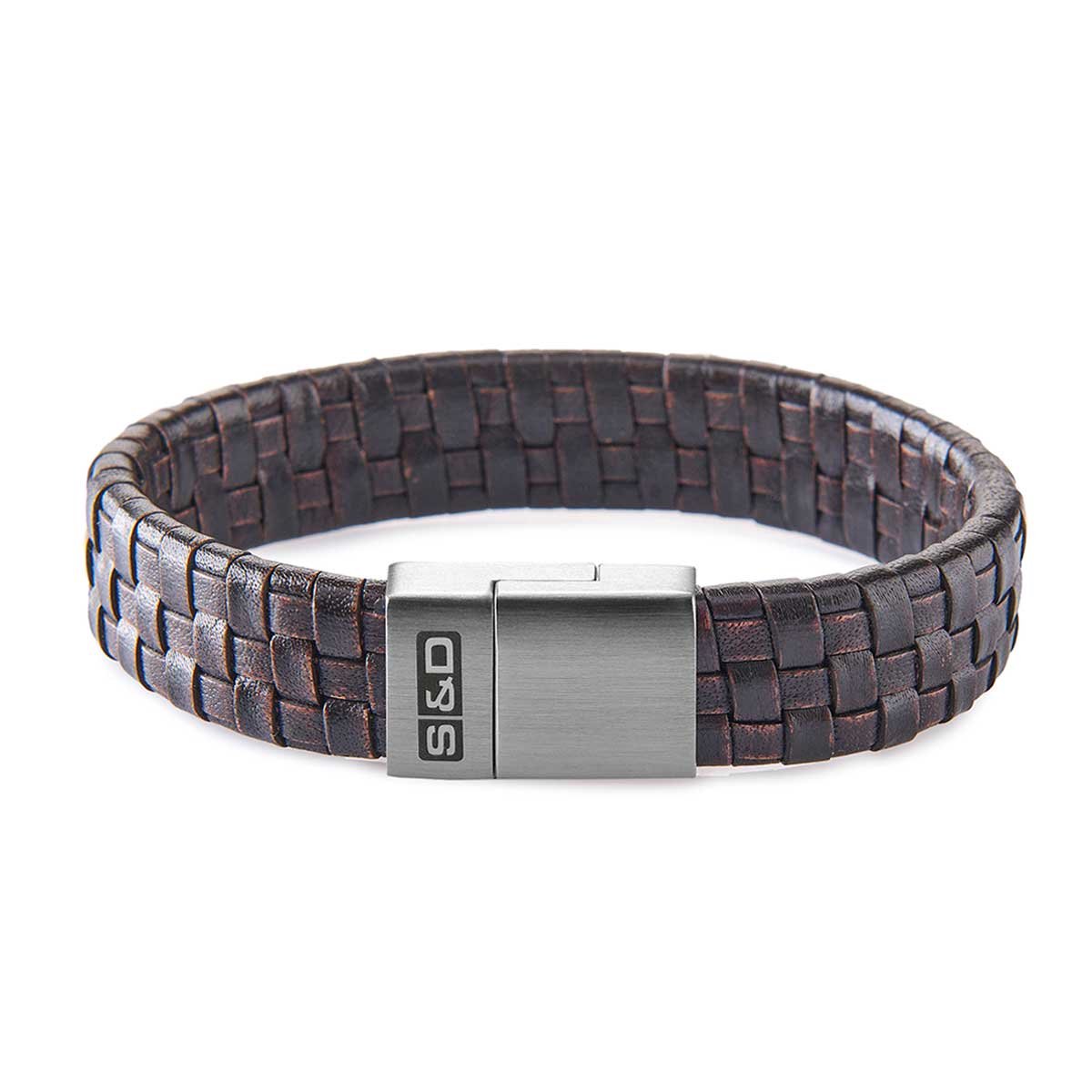 SAID&DONE Leren Armband Heren - Vinci Weave Mahogany - L (20 cm)