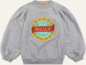 Honny sweater 99 Grey melee with artwork flower logo Grey: 104/4yr