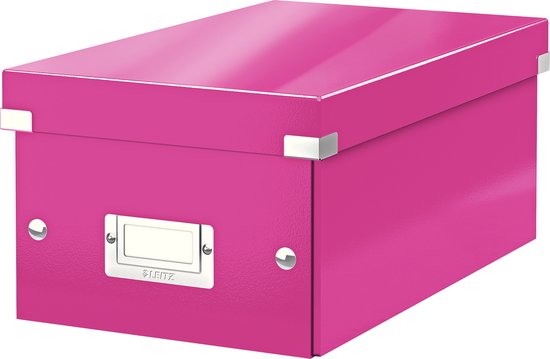 Leitz WOW Click & Store Kartonnen Opbergdoos - 84% Gerecycled Karton - 21 x 15 x 35.2 cm (BxHXD) - Ideaal voor Thuiswerkplek - Roze
