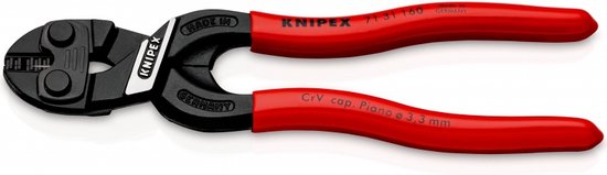 Knipex CoBolt compacte boutenschaar met rode handvatten en zwarte bekken.