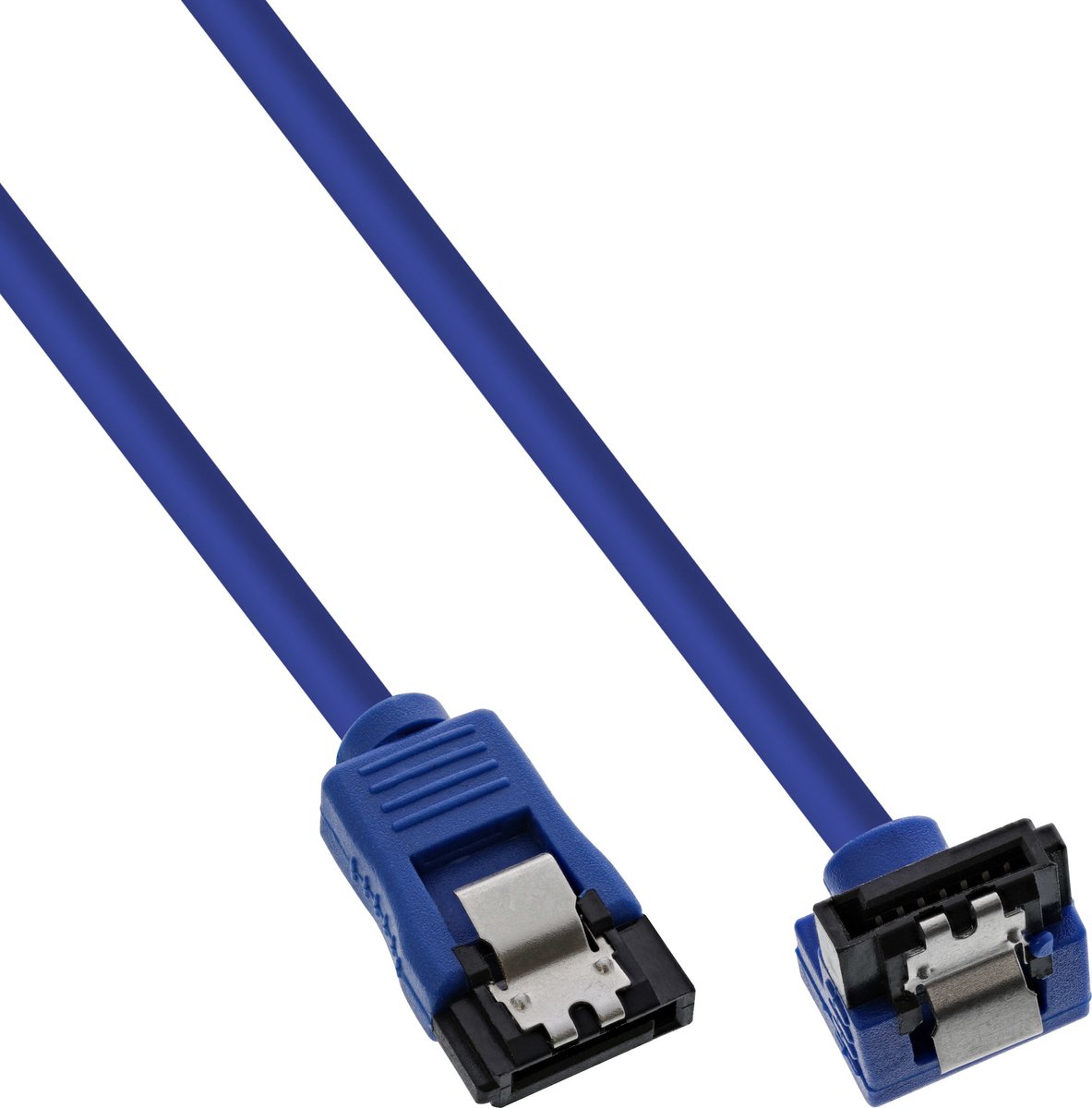 SATA datakabel - recht / haaks naar beneden - rond - SATA600 - 6 Gbit/s / blauw - 0,50 meter
