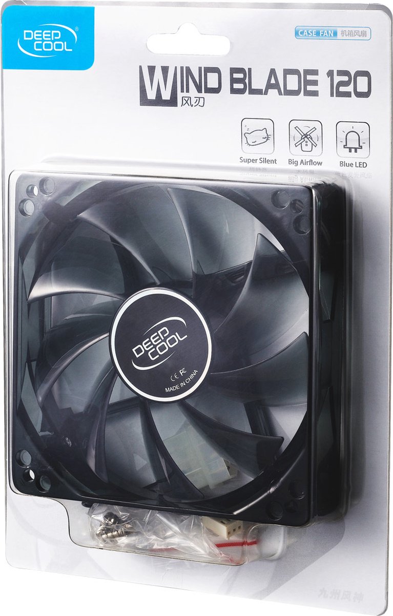 Image of DeepCool WIND BLADE 120 W Single Colour White LED 120mm High Fan, Hydro Bearing, Low Noise
