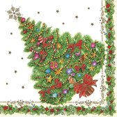 Maki kerst thema servetten - 20x st - 33 x 33 cm - kerstboom - papier - kerstdiner