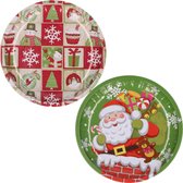 Kerst borden - 2x st - 26 cm - metaal - kerst thema - kerstservies bordjes