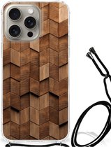 Stevig Telefoonhoesje Geschikt voor iPhone 15 Pro Max Wooden Cubes