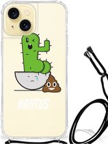 Siliconen Hoesje Geschikt voor iPhone 15 Telefoon Hoesje met doorzichtige rand Cactus Poo
