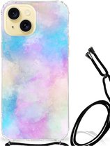 Telefoon Hoesje Geschikt voor iPhone 15 Anti Shock Hoesje met transparante rand Watercolor Light