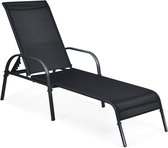 Zonneligstoel, tuinligstoel met 5 instelbare rugleuningstanden, ligstoel, tuinstoel, weerbestendig, relaxstoel voor het terras, tuin en aan het zwembad