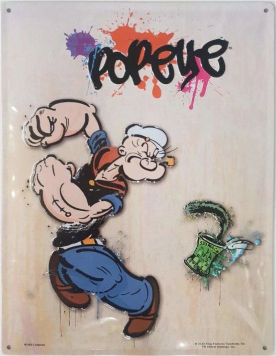 Metalen Bord 30 x 40 cm Popeye Smashing Spinach