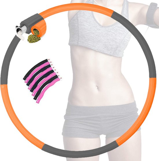Tunturi Smart Adjustable Hula Hoop - Massage Hula Hoop With Weight - Fitness Hula Hoop 1.3 kg - Waist Circumference Adjustable From 44 to 106 cm