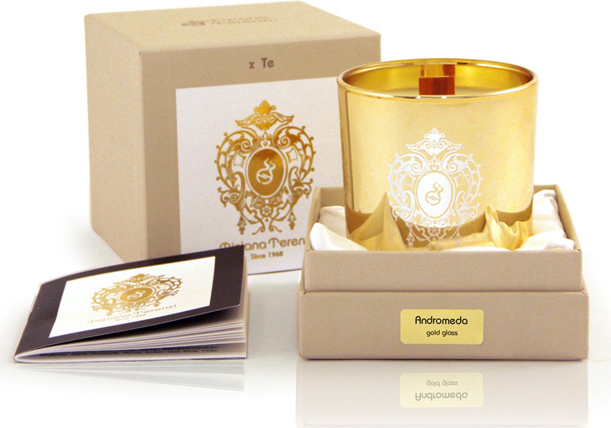 Tiziana Terenzi - Andromeda (Geurkaars) | 170gr | 49 branduren | Luxe geurkaarsen | Goud glas | Interieur musthave | scented candle